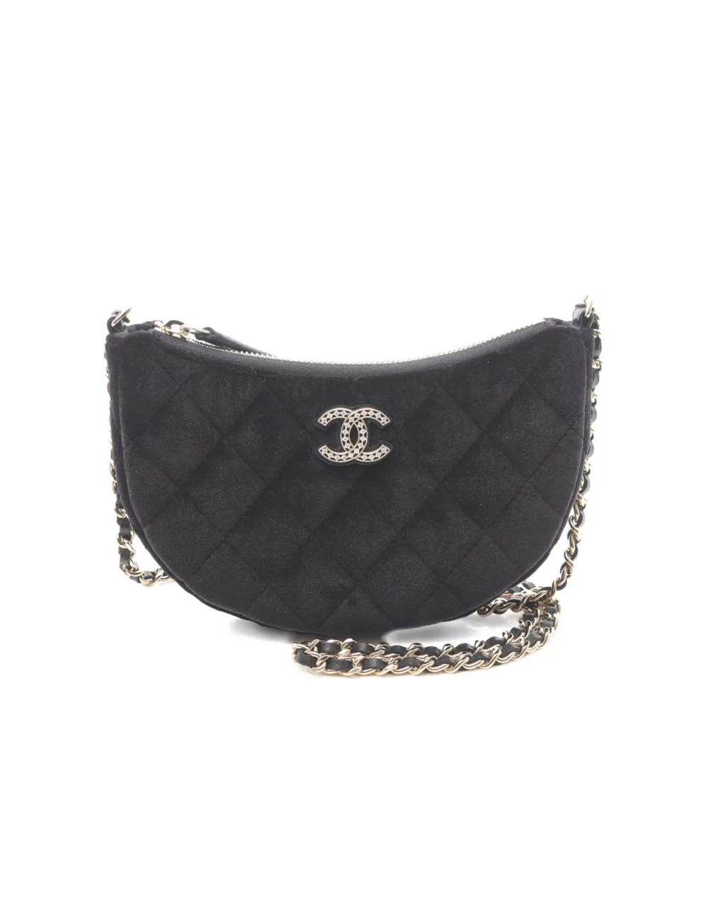 CHANEL BOLSO NEGRO QUILTED MEDIA LUNA